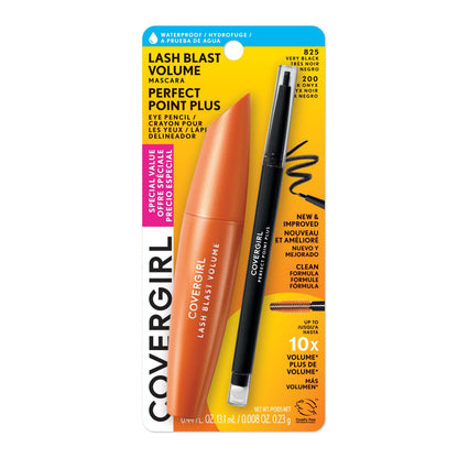 CoverGirl Lash Blast Volume Waterproof Mascara & Perfect Point Plus Eyeliner Pencil Twin Pack – Very Black Onyx