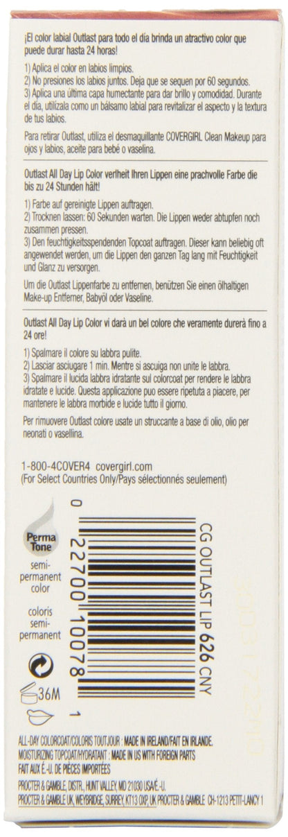CoverGirl Outlast All Day Two Step Lipcolor – Canyon 626 (0.13 oz) | Long-Wear Lipcolor