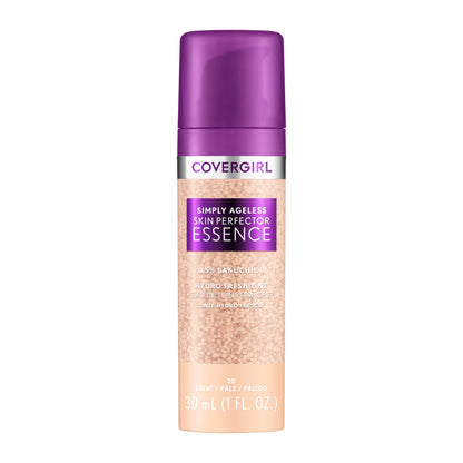 CoverGirl Simply Ageless Skin Perfector Essence Foundation, 20 Light – Vegan Tinted Skincare Makeup Hybrid, 1.0oz