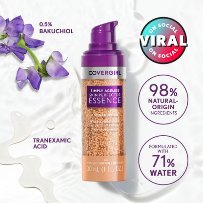 Covergirl Simply Ageless Skin Perfector Essence Foundation, 10 Fair – Sheer Tint, Vegan