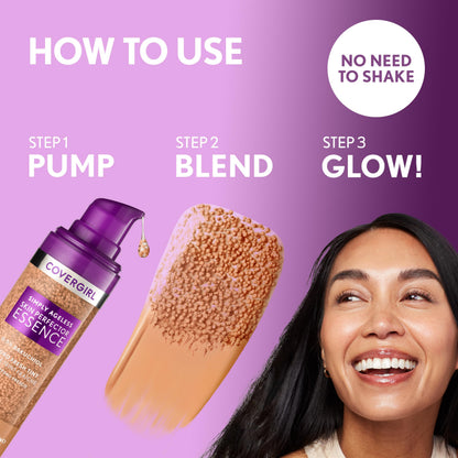 Covergirl Simply Ageless Skin Perfector Essence Foundation – 60 Tan | Vegan Skincare Makeup Hybrid, Sheer Tint, Radiant Finish