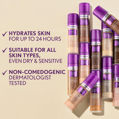 CoverGirl Simply Ageless Skin Perfector Essence Foundation, 20 Light – Vegan Tinted Skincare Makeup Hybrid, 1.0oz
