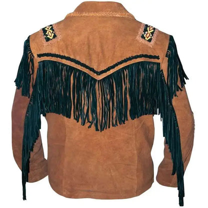 Men’s Cowboy Western Fringed Leather Jacket