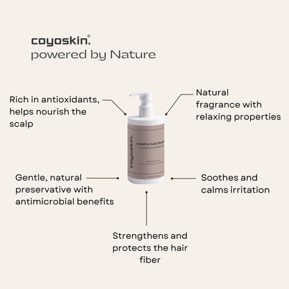 COYOSKIN Sensitive Scalp Shampoo – Gentle, SLS-Free Cleanser for Dry & Reactive Skin | ECOCERT Certified 400ml