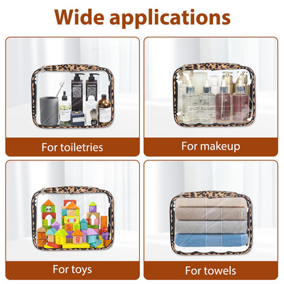 Cozomga Clear Makeup Bags 3-Pack - TSA-Approved Travel Clear Pouches (Large, Medium, Small)