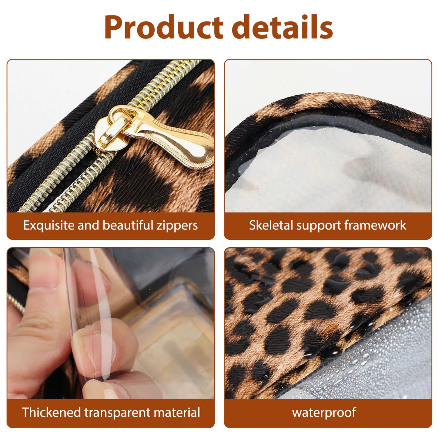 Cozomga Clear Makeup Bags 3-Pack - TSA-Approved Travel Clear Pouches (Large, Medium, Small)