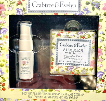 Crabtree & Evelyn Summer Hill Body Mist & Soap Gift Box | .33 oz Mist + 3.5 oz Bar Soap