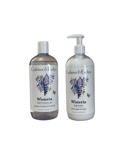 Crabtree & Evelyn Wisteria Bath Set – Shower Gel & Body Lotion Duo