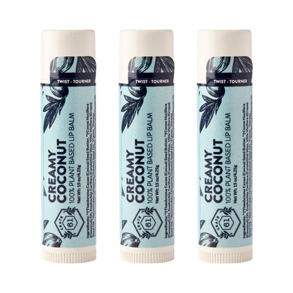Crate 61 Lip Balm 3-Pack – Creamy Coconut | Plastic-Free Plant Pod Tube | USDA Organic
