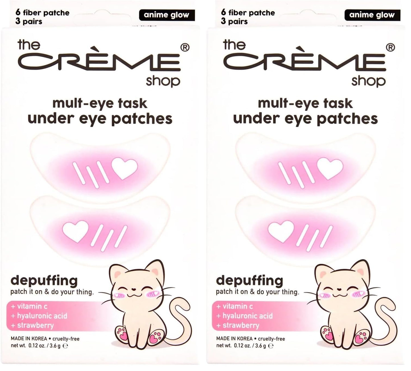 The Crème Shop Mult-Eye Task Under Eye Patches – Anime Glow, Vitamin C, Hyaluronic Acid & Strawberry (Pack of 2/Set of 6)