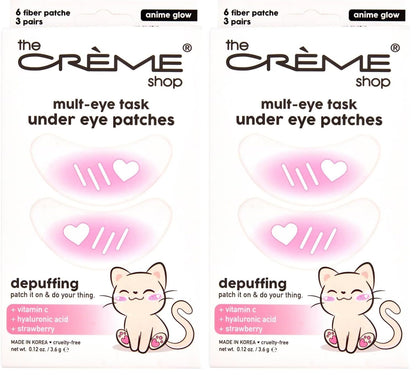 The Crème Shop Mult-Eye Task Under Eye Patches – Anime Glow, Vitamin C, Hyaluronic Acid & Strawberry (Pack of 2/Set of 6)