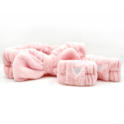 The Crème Shop Spa Teddy Headband & Cuff Set — Soft, Absorbent, Reusable