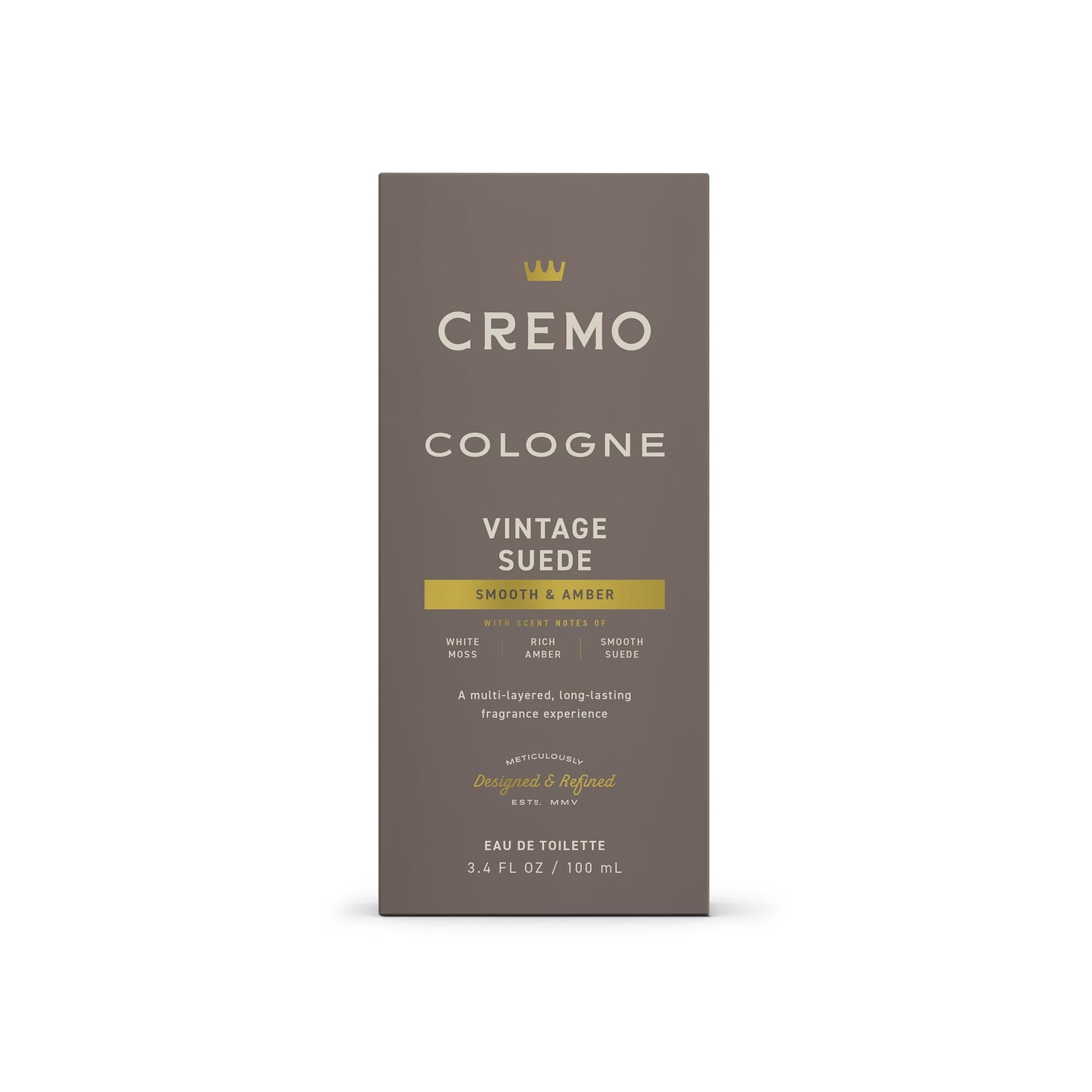 Cremo Cologne for Men - Vintage Suede: White Moss, Amber & Suede, 3.4 fl oz