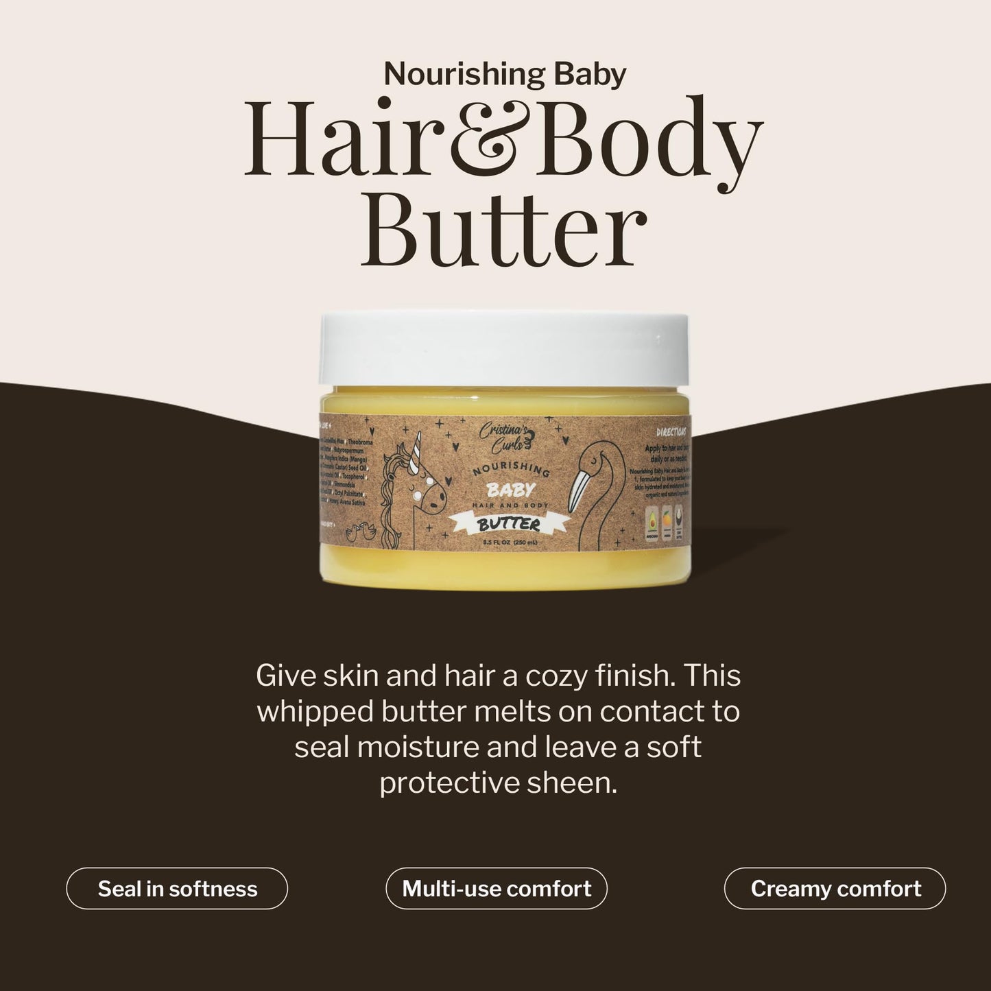 Cristina's Curls Nourishing Baby Hair and Body Butter – Rich Whipped Moisture for Skin and Strands