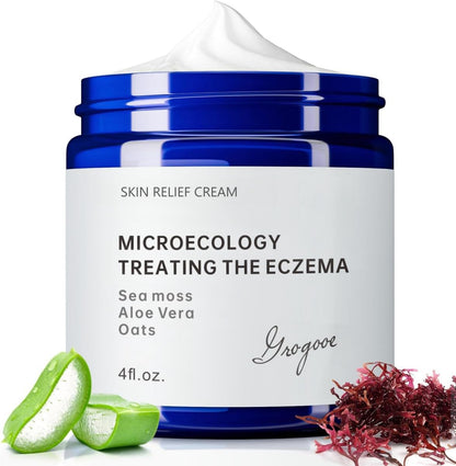 Crogooe Natural Soothing Eczema Cream – Fragrance-Free Hydration with Sea Moss, Aloe Vera & Oats (4 oz)