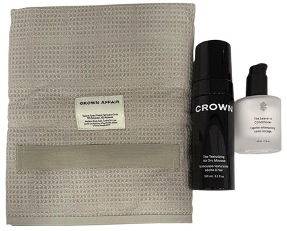Crown Affair The Air Dry Ritual – 3-Piece Hair Care Set (Leave-In, Mousse, Microfiber Towel)