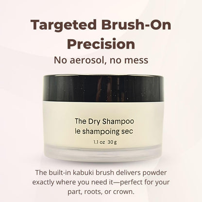 Crown Affair Refillable Dry Shampoo Powder with Kabuki Brush – Talc-Free, Oil Absorbing for All Hair Types