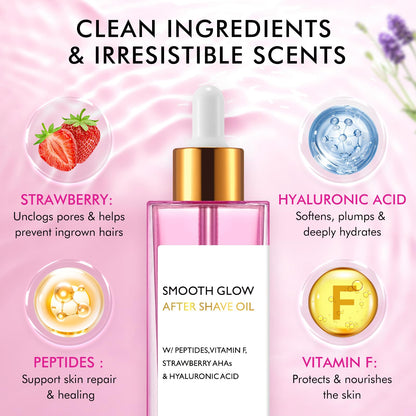 100ML Strawberry-Vanilla After Shave Oil for Women – Hydration & Soothing (2 Pack)