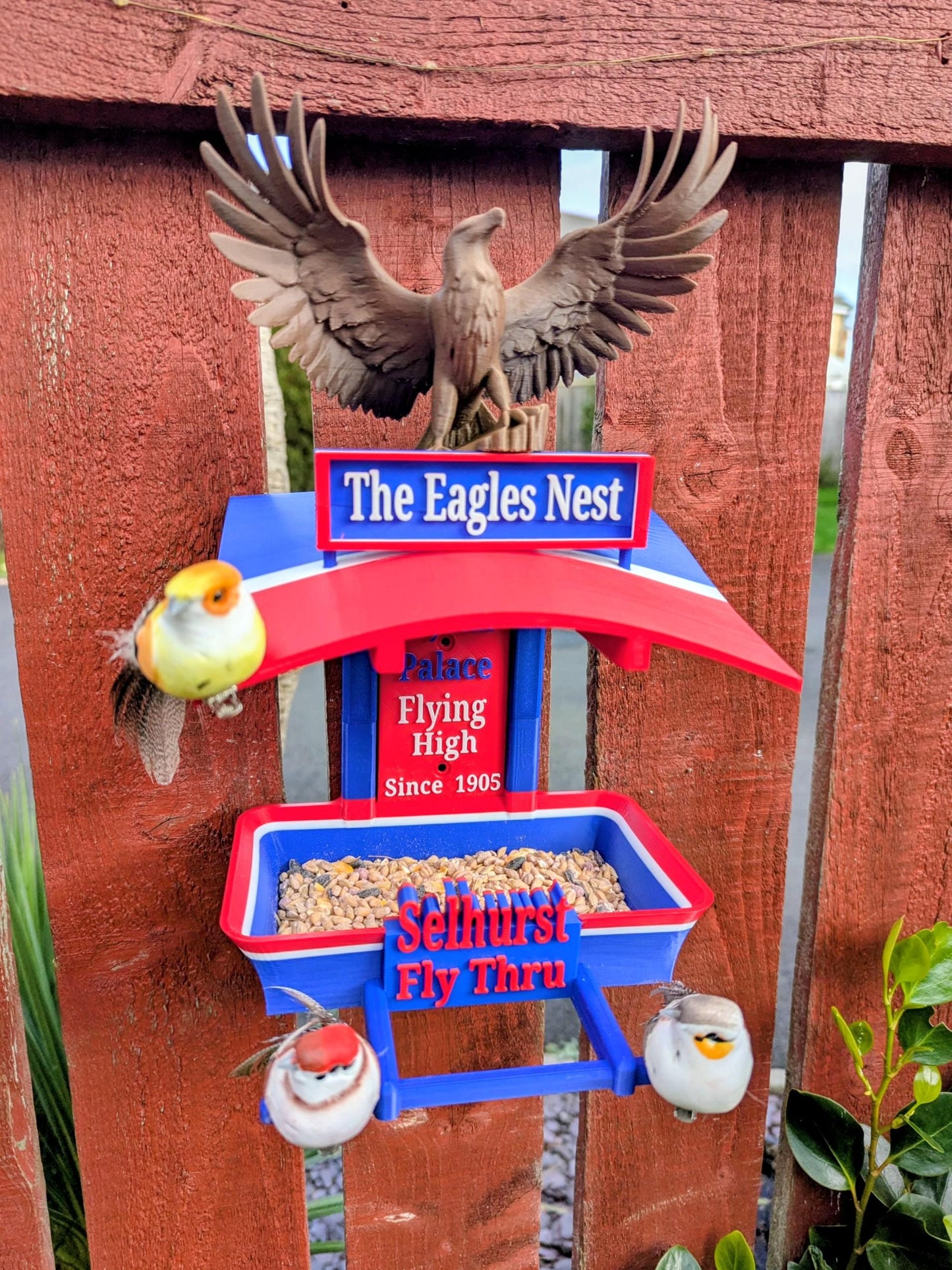 Crystal Palace Bird Feeder, The Eagles Nest, Selhurst feeding station . Garden seed table, Gift for Palace football club Fans