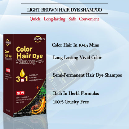 CSFDXD Instant Chestnut Brown Hair Dye Shampoo 3-in-1 for Gray Hair Coverage | 500ml