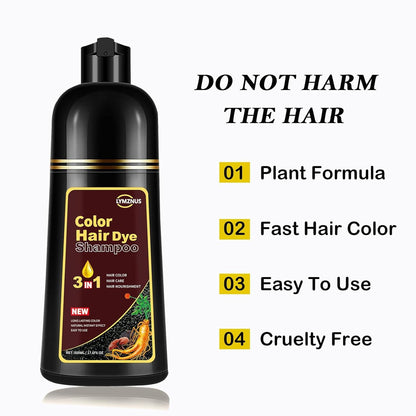CSFDXD Golden Brown Hair Dye Shampoo 3-in-1 – Root Touch Up, 500ml