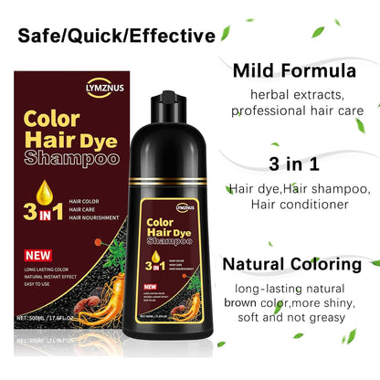 CSFDXD Golden Brown Hair Dye Shampoo 3-in-1 – Root Touch Up, 500ml