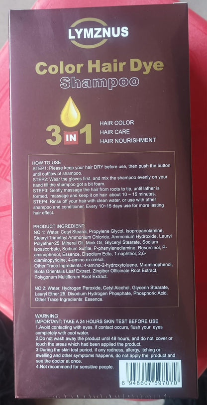 CSFDXD Golden Brown Hair Dye Shampoo 3-in-1 – Root Touch Up, 500ml