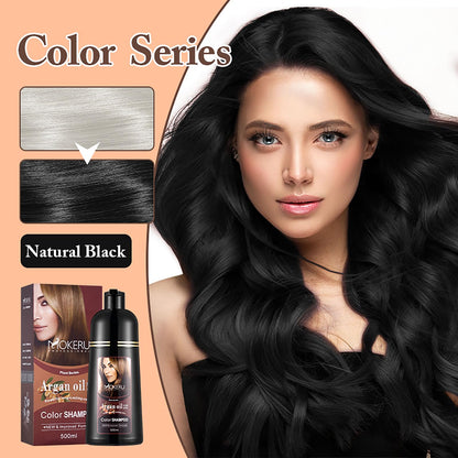 CSFDXD Natural Black Hair Color Dye Shampoo – Gray Coverage, Plant-Based, Gentle (16.9 oz)