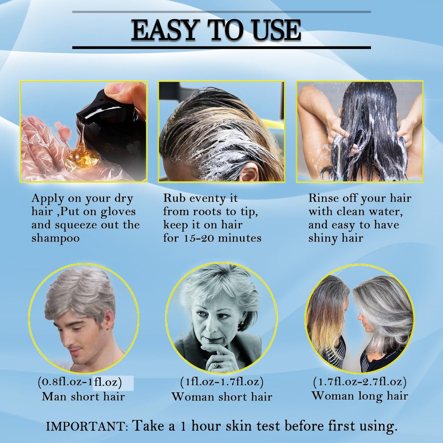 CSFDXD Instant Chestnut Brown Hair Dye Shampoo 3-in-1 for Gray Hair Coverage | 500ml