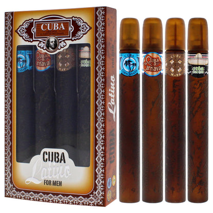 Cuba Latino Collection for Men – 4-Piece Gift Set by Champs (Carnaval, Copacabana, Maya & Cactus) | 1.17 oz EDTs