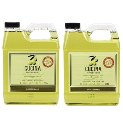 Cucina Purifying Hand Wash Refill – 2 x 1L, Coriander & Olive Tree, Made in Canada