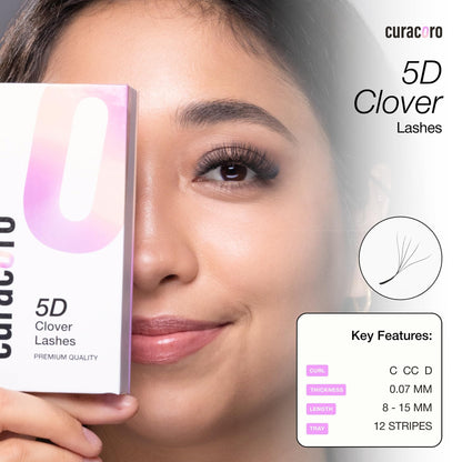 Curacoro 5D W-Shaped Clover Eyelashes Extension | 0.07mm | C/CC/D Curl | 8–15mm