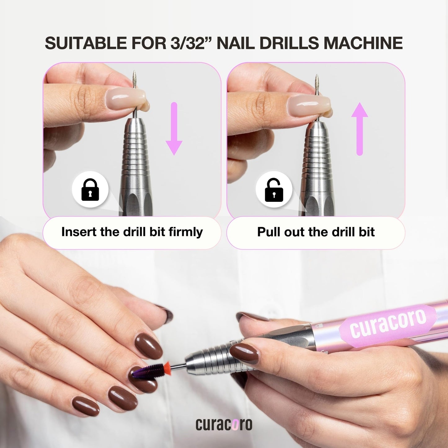 Curacoro Cuticle Nail Drill Bit 3/32in 5-in-1 Pro XXC+XXF – Refine, Shape & Smooth Nails