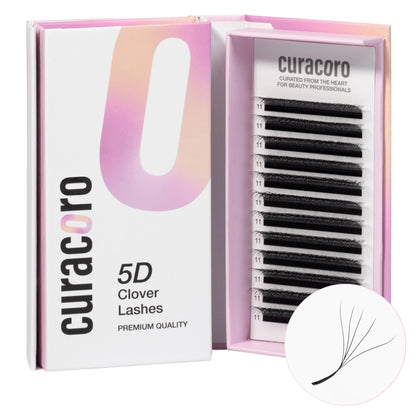 Curacoro 5D Clover Eyelash Extensions – 0.07mm, C/CC/D Curl, 8–15mm Mix & Single Length