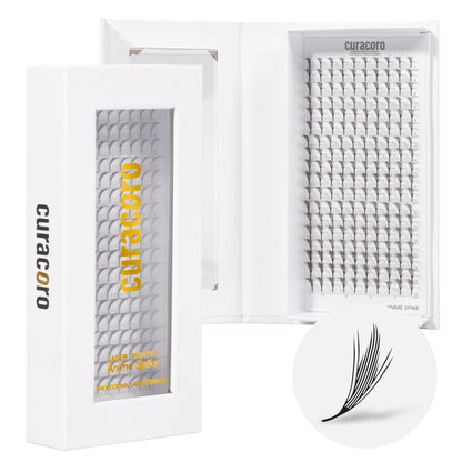 Curacoro Anime Spire Spikes – Laser-Bonded, Lightweight Premade Lash Spikes with LC Curl 7–16mm for Professionals