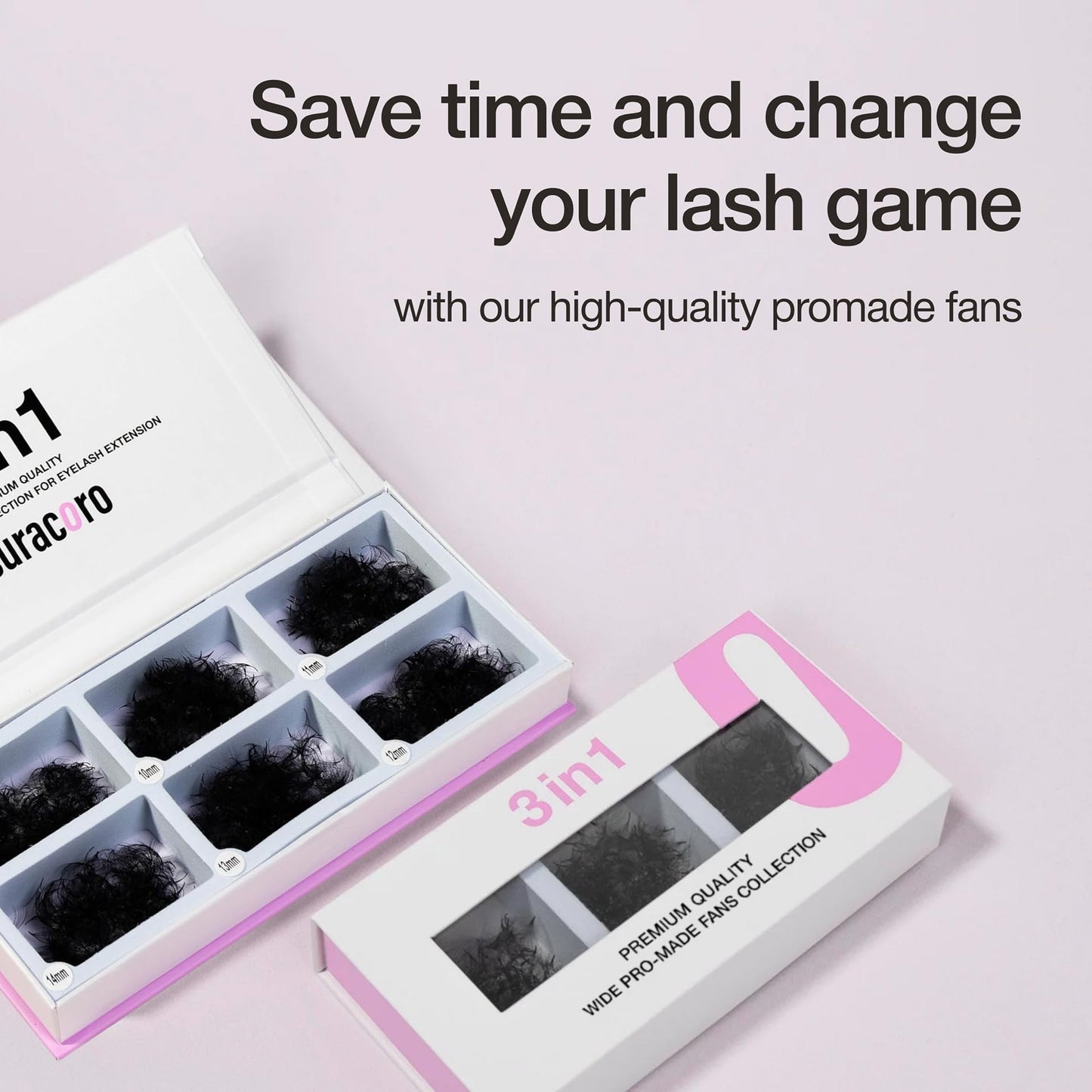Curacoro Promade Mix 1500 Fans – Handmade Volume Eyelashes, 5D-12D, 9-18mm
