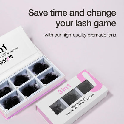 Curacoro Promade Mix 1500 Fans – Handmade Volume Eyelashes, 5D-12D, 9-18mm