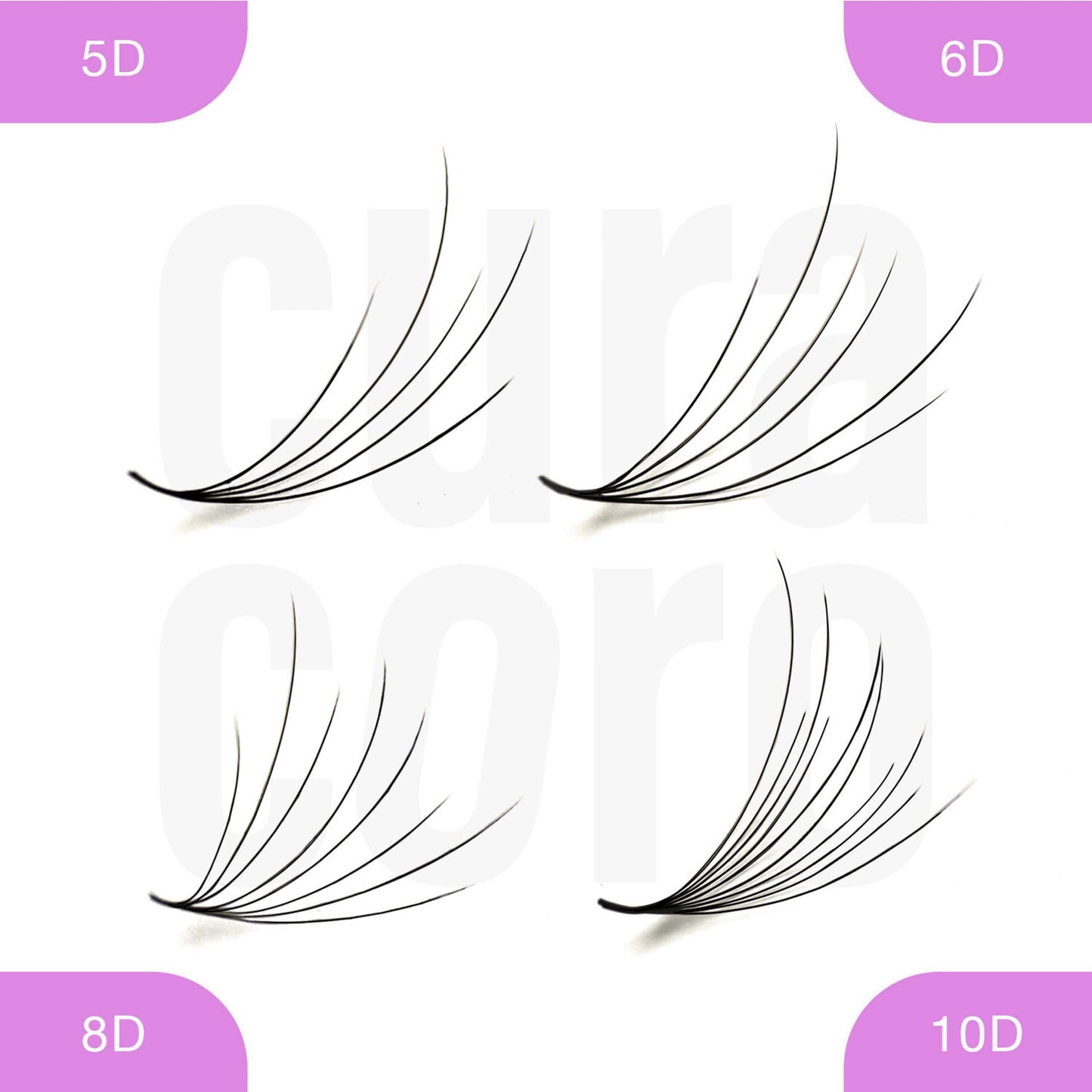 Curacoro Camellia Promade Fans – Handmade 5D–10D Lash Fans, 7–14mm Mix