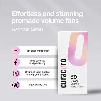 Curacoro 5D W-Shaped Clover Eyelashes Extension | 0.07mm | C/CC/D Curl | 8–15mm