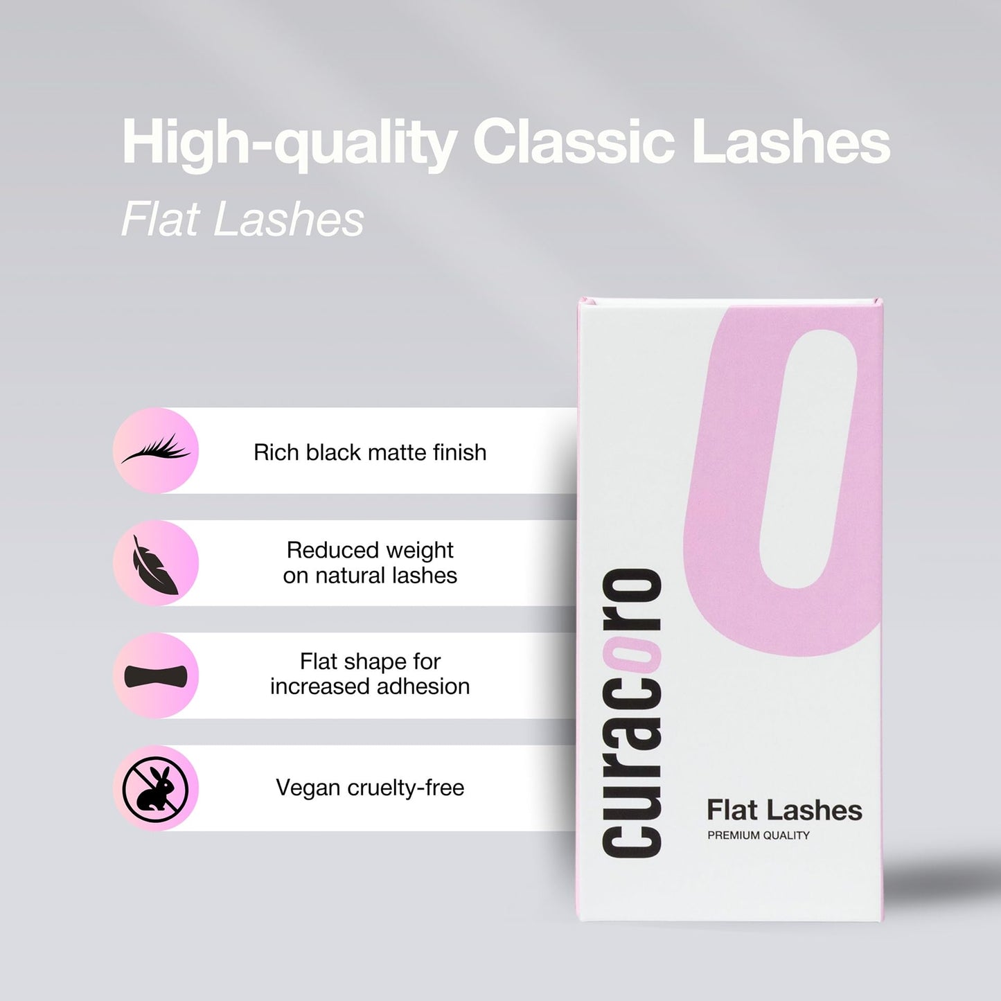 CURACORO Eclipse Flat Eyelashes Extension – Mixed 8-15mm, Ultra-Light, Cruelty-Free Synthetic Lashes