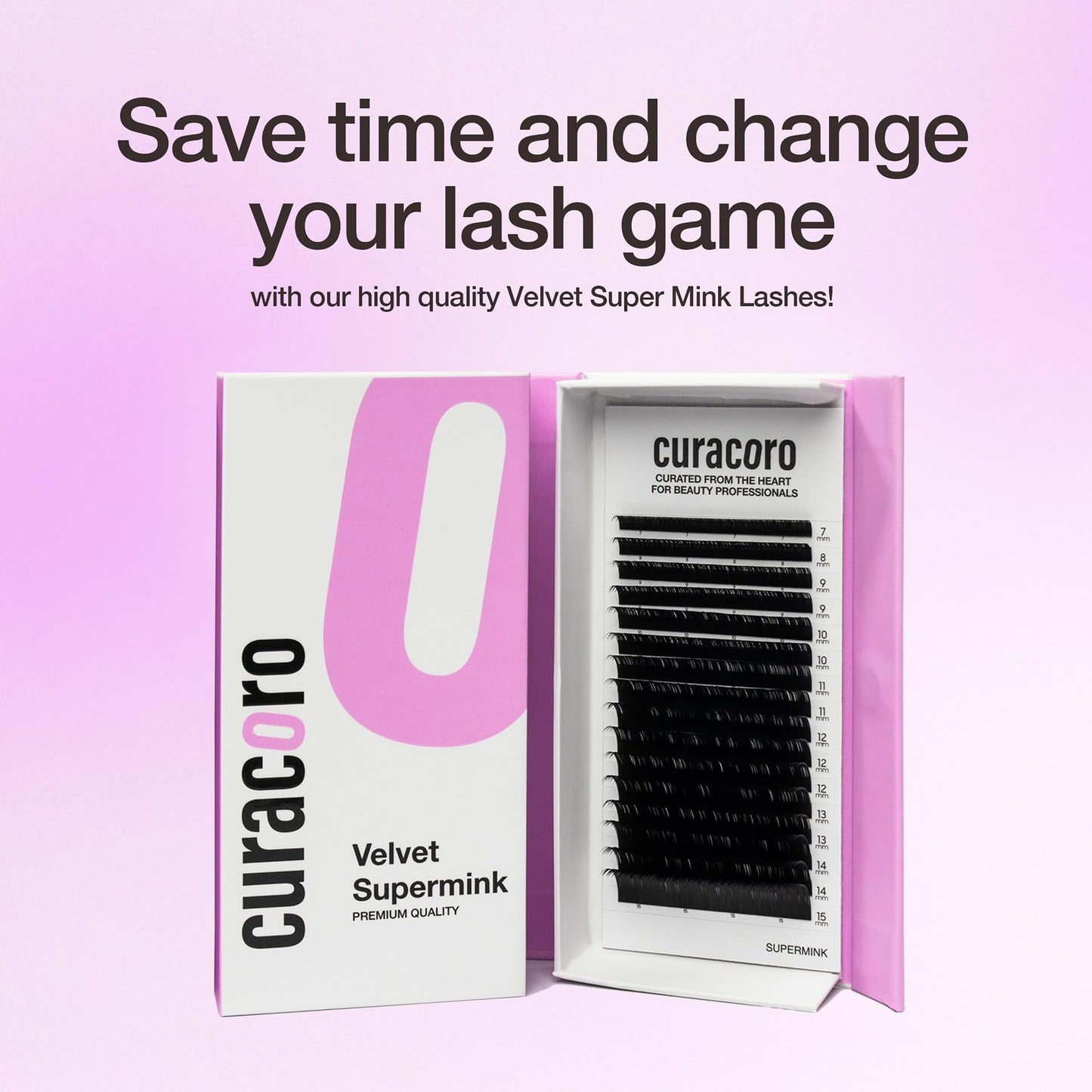 Curacoro Super Mink Eyelashes Extensions – 0.03–0.2mm, C/CC/D Curl, 7–15mm Mixed Tray