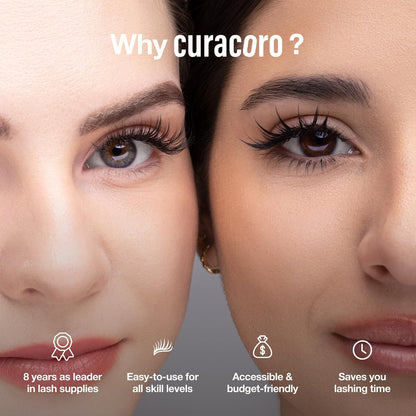 Curacoro Promade Wispy Fans 9D 0.05 – 480–500 Fans/Box, Handmade Volume Lashes, 9–17mm
