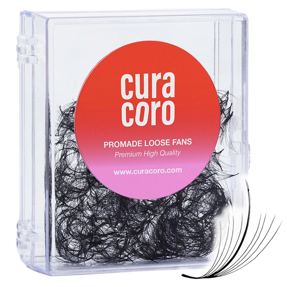 Curacoro Promade Wispy Fans – 9D 0.05 Lash Extensions, Handmade Volume Lashes, 9–17mm, C/CC/D Curl