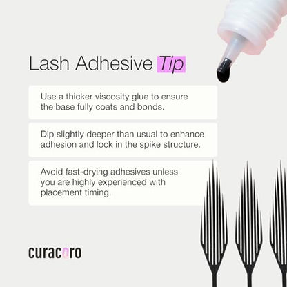 CURACORO Anime Spire Spike Lashes – 360 Fans, Laser-Bonded Base, Premade Lashes for Professionals (C/BC Curl, 9–16mm)
