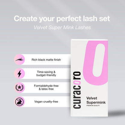 Curacoro Super Mink Eyelashes Extensions — 0.03–0.2mm, C/CC/D Curl, 7–15mm Mixed Silk Lashes (16-Row Tray) | CURACORO