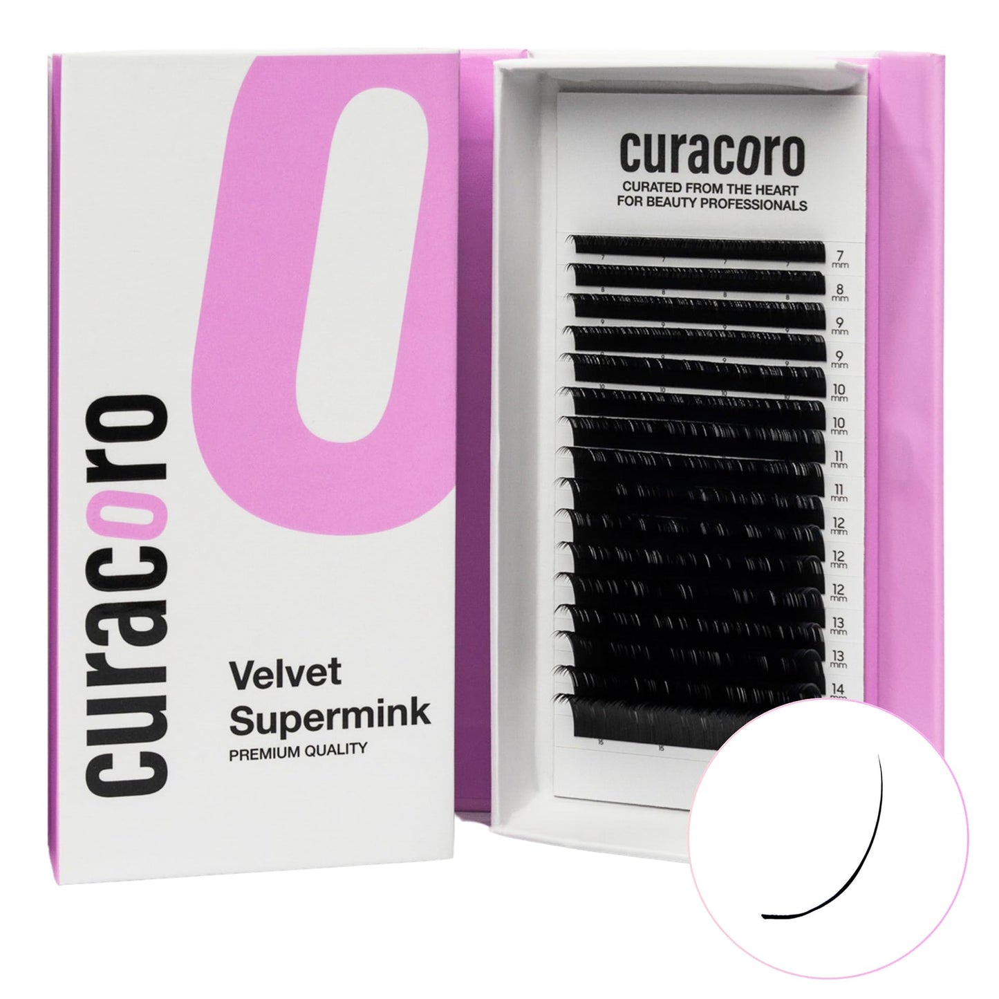 CURACORO Super Mink Eyelashes Extensions – 0.03–0.2mm, CC/D Curl, 7–15mm Mixed Tray