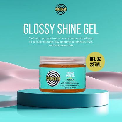Curldaze Glossy Shine Gel with Kukui Oil | Defines Curls, Frizz Control, and Shine