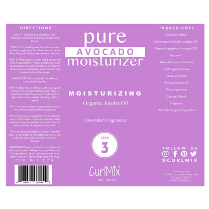 CurlMix Organic Moisturizer for Curly Hair with Avocado & Jojoba – Lavender (8 fl oz)