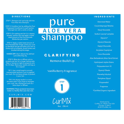 CurlMix Shampoo for Curly Hair with Aloe Vera – Vanilla Berry Fragrance | Paraben Free & Sulfate Free