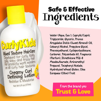 CurlyKids Curl Defining Lotion – Lightweight, Non-Crunchy Curls for Kids (6oz)